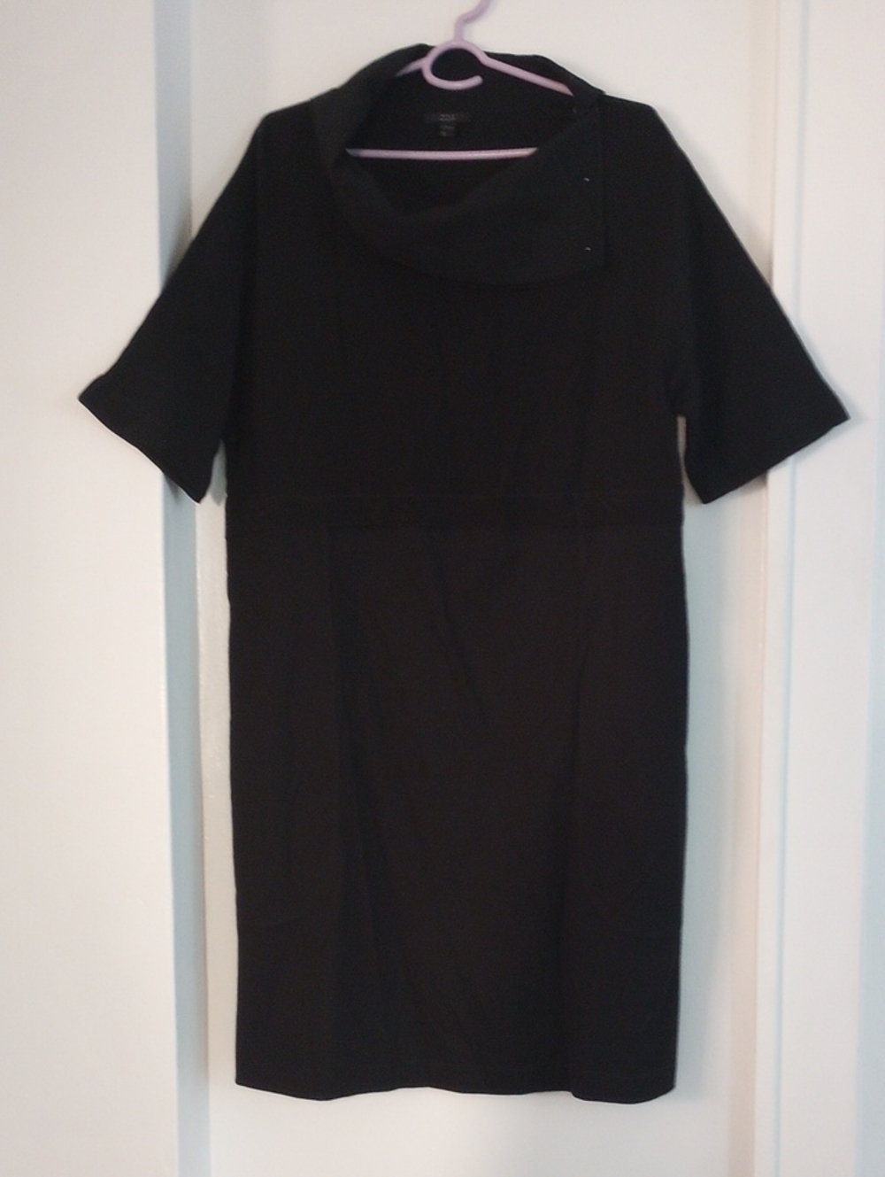COS Deep Gray Black Dress Cowl Neck Snap Buttons Size US XL